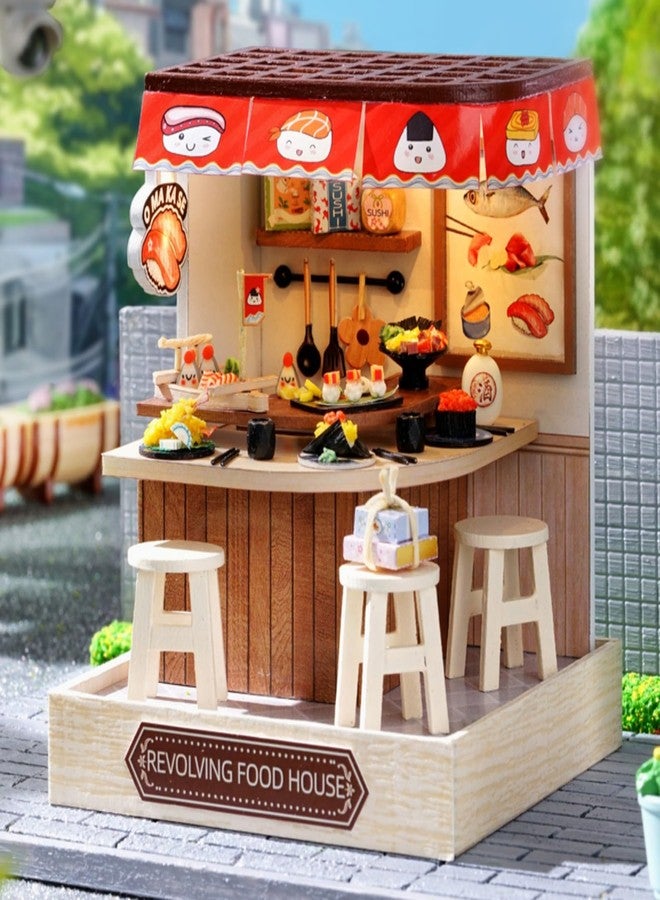 OZJAY DIY Miniature House Kit with Dust Proof Cover, 1:24 Scale Creative Room Mini DIY Wooden Dollhouse Miniature Kit for Adults Teen(Revolving Food House) - Image 5